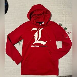 Adidas Climawarm Hoodie. Louisville Cardinals. Size Small. Red white & black